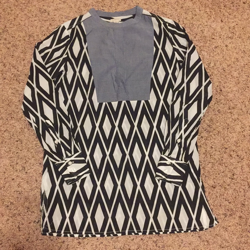 J.Crew XXS Black White Chambray Tunic